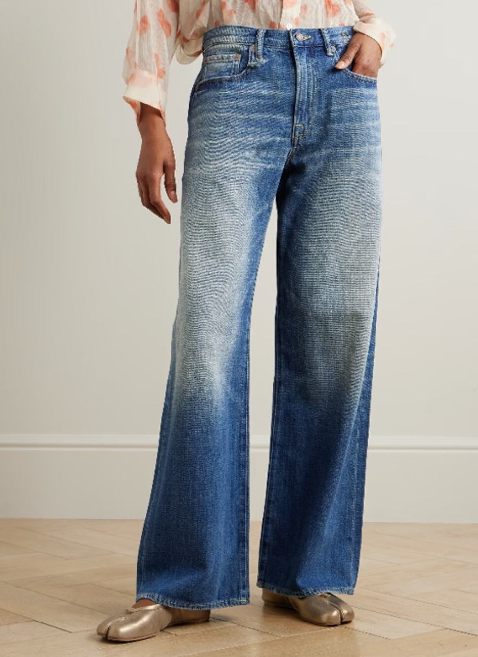 R13 D'Arcy Loose Jeans Size 30 in Hutton Blue Made in Italy Cotton Denim